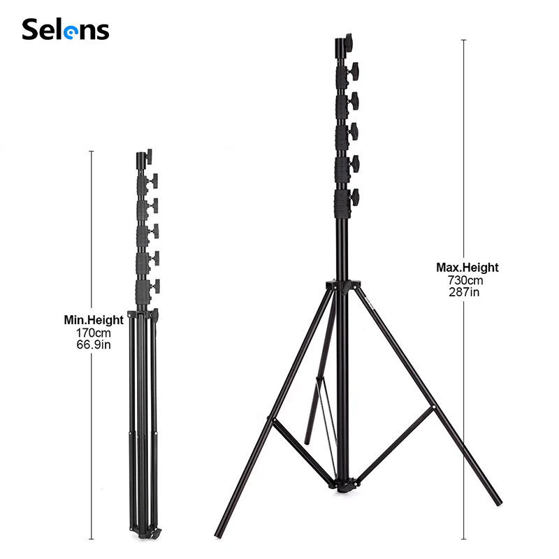 Photography Video Lighting Kit With Adjustable Tripod Stand - Trípode Selens de 7.3m con Cojín