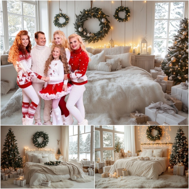 Photography Lighting White Background - Fondo Fotográfico Navideño de Invierno, Decoración