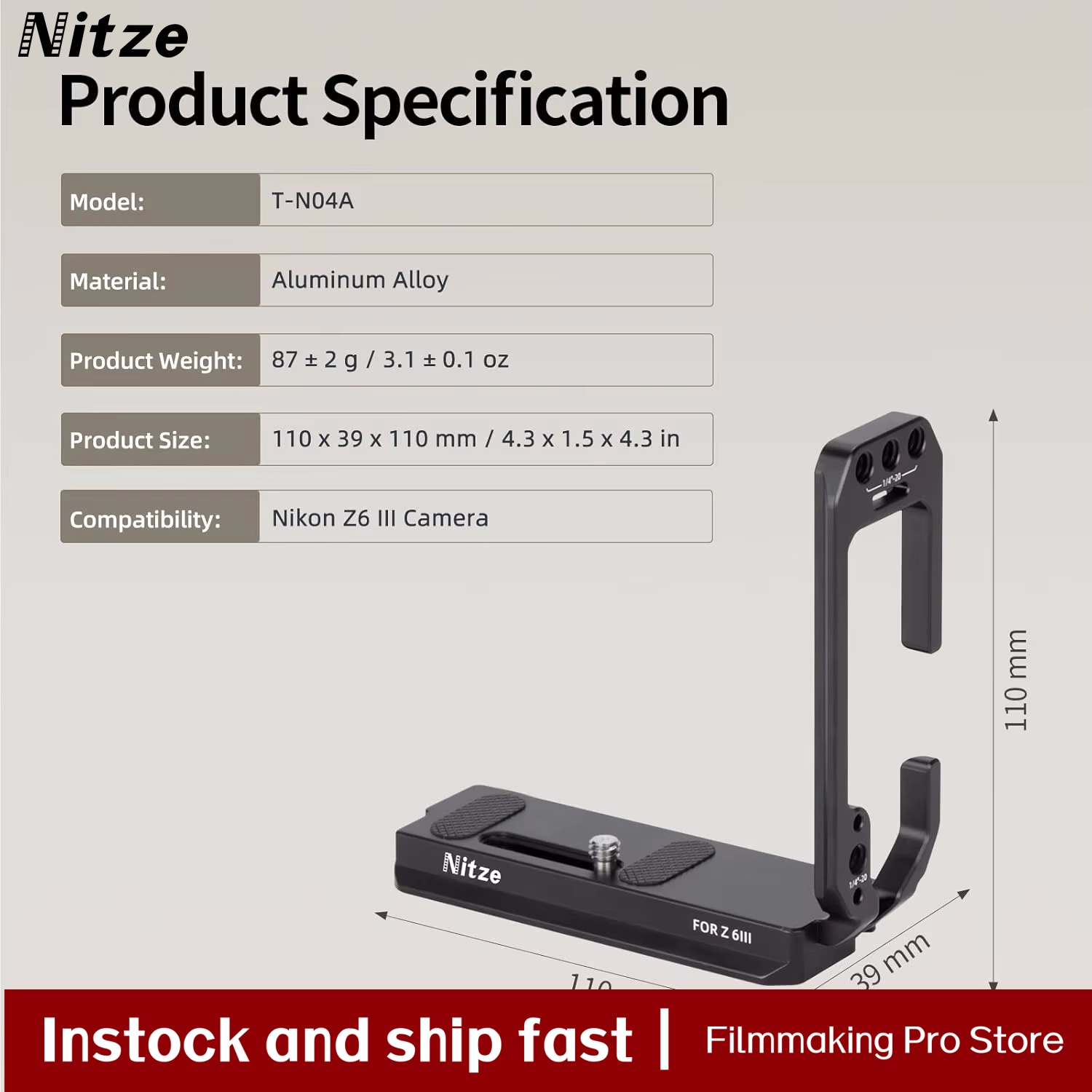 Soporte de cámara Nitze L para - Nikon Camera Z6 Iii reseña y precio