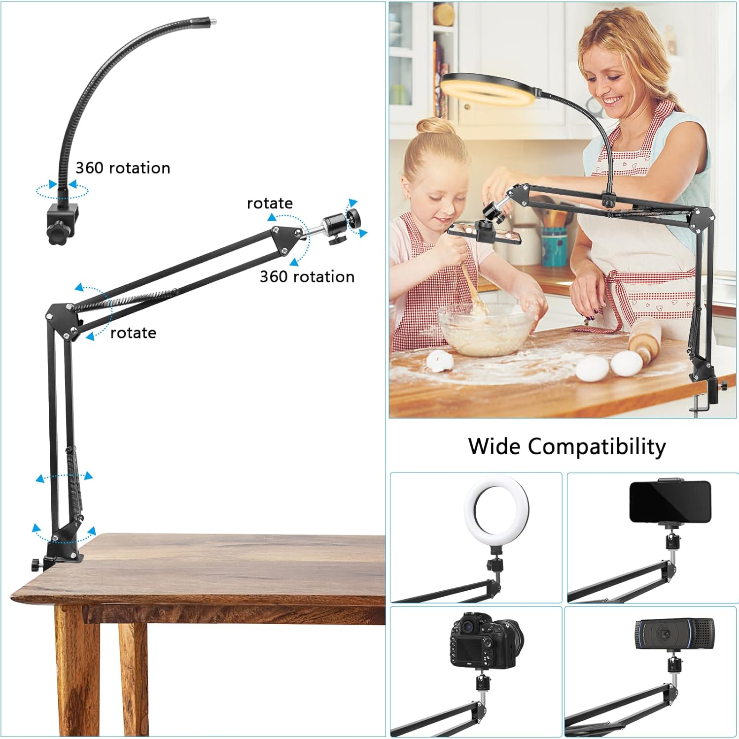 Anillo de luz con soporte y so - Photography Video Lighting Kit With Adjustable Tripod Stand reseña y precio