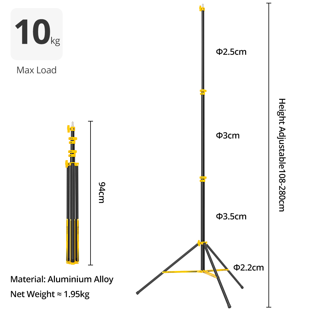 AMBITFUL GM280Y Soporte de Luz - Photography Video Lighting Kit With Adjustable Tripod Stand reseña y precio