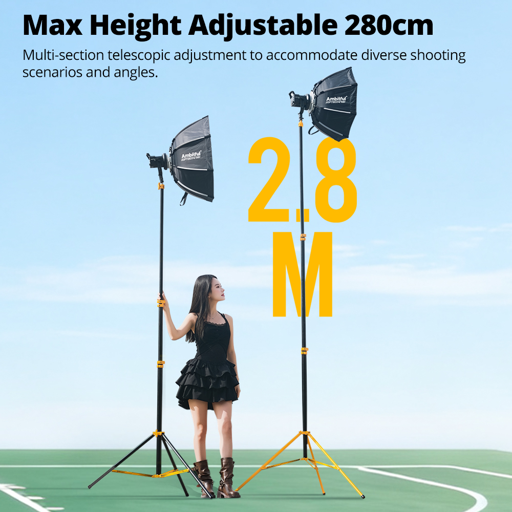 AMBITFUL GM280Y Soporte de Luz - Photography Video Lighting Kit With Adjustable Tripod Stand reseña y precio